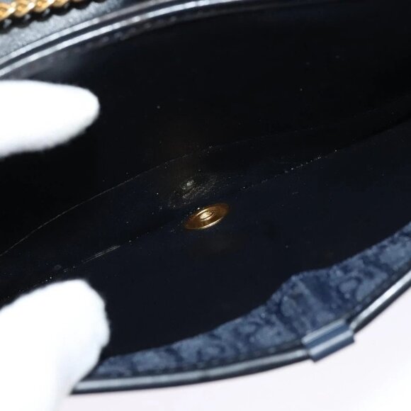 Christian Dior Trotter Canvas Chain Shoulder Bag Navy Gold Auth 125985 - Picture 13 of 16